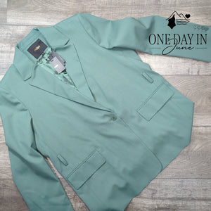 Maje Villette Blazer FR Green Wool Blend Tailored Jacket NWT $535 Size 42