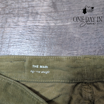 AG Adriano Goldschmied The Mari High Rise Straight Corduroy Olive NWT Size 4