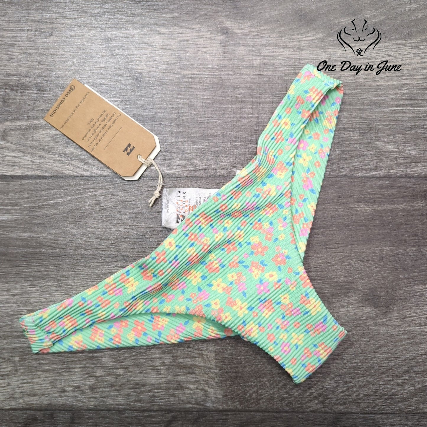 Billabong I Sea You Tanlines Tanga Bikini Bottom Spearmint NWT $65.95 Size M