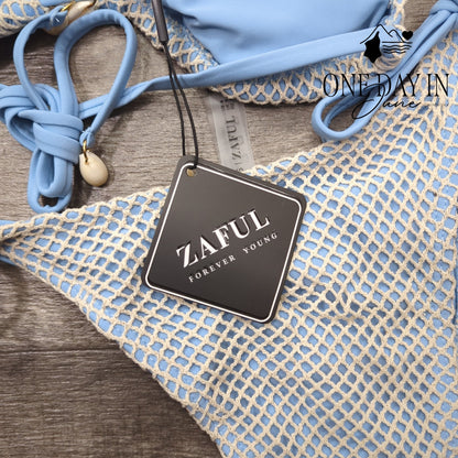 Zaful High Cut Tie Side Tie Back Bikini Swimsuit Size S