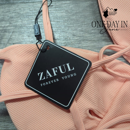 Zaful Ribbed High Waist Bikini Swimsuit Size XL