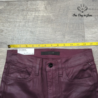 Joe's Jeans The Charlie High Rise Skinny Ankle Coated Burgundy NWT Size 24 (0)
