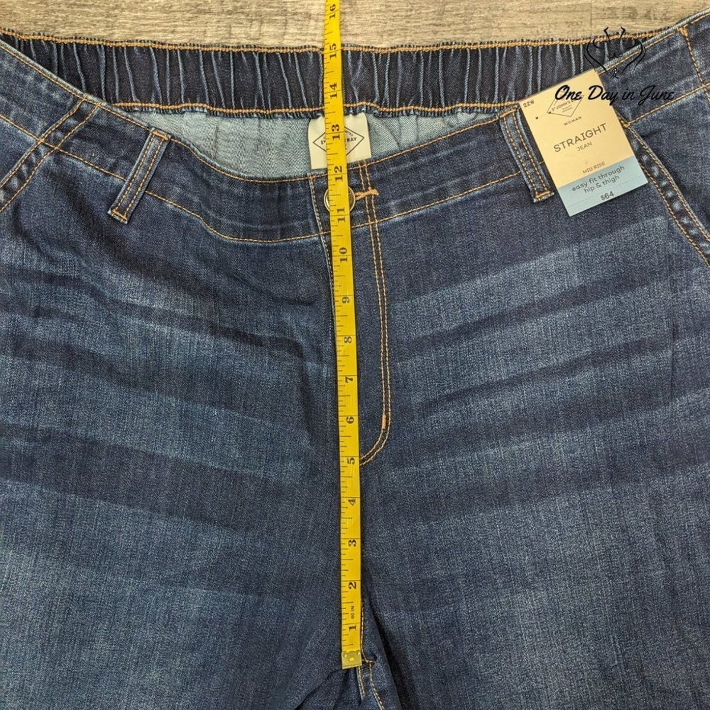 St. John's Bay Plus Size Easy Fit Straight Adaptive Jeans Size 22W