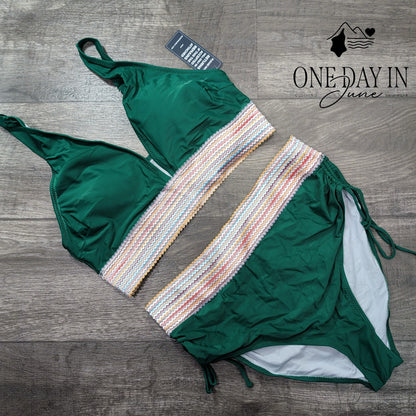 Blooming Jelly High Waist Drawstring Bikini Swimsuit Size XL