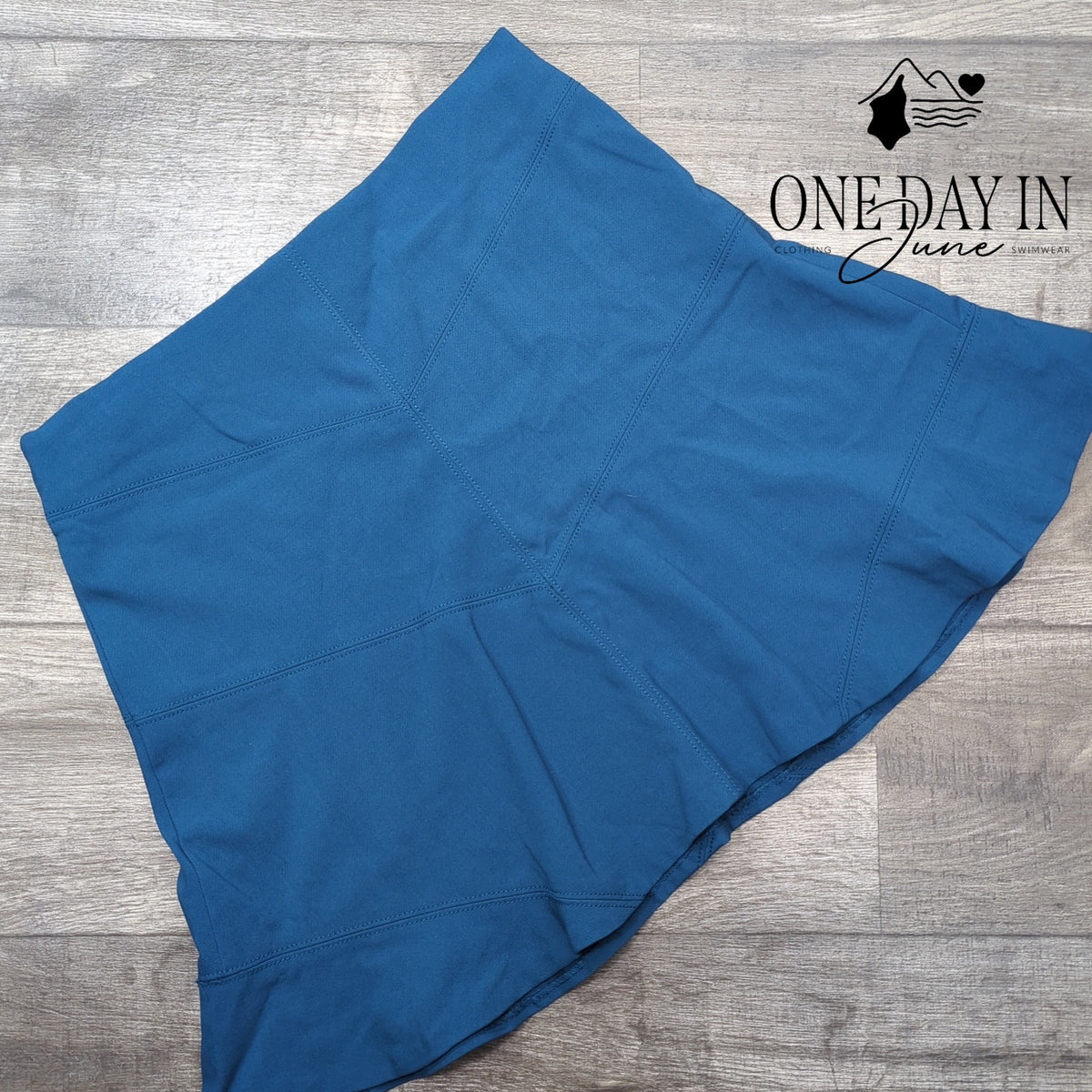 Loft A Line Mini Skirt Blue Stretch Seamed NWT Size 14