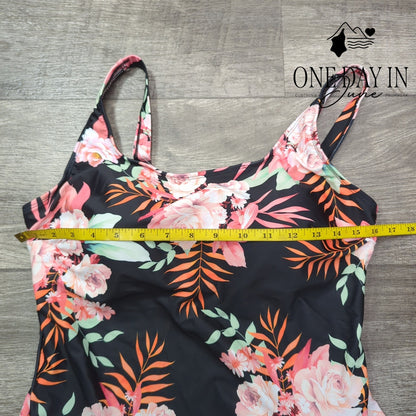 Eomenie Floral Swimdress One Piece Swimsuit Size XL