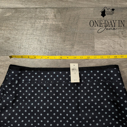 Ann Taylor Polka Dot Pencil Skirt Navy Blue White NWT Size 12