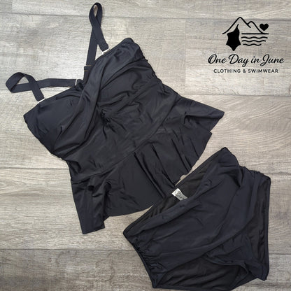 Daci High Waist Cross Front Ruffle Bikini Swimsuit Size 12W