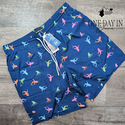 Surfcuz Shark Print Lined Boardshorts Size L