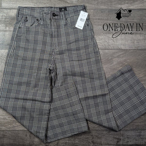 AG Adriano Goldschmied Cropped Wide Leg Pants Black White Plaid NWT Size 4 (27)