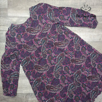 American Eagle Outfitters Paisley Boho Long Sleeve Top Purple Pink Size M