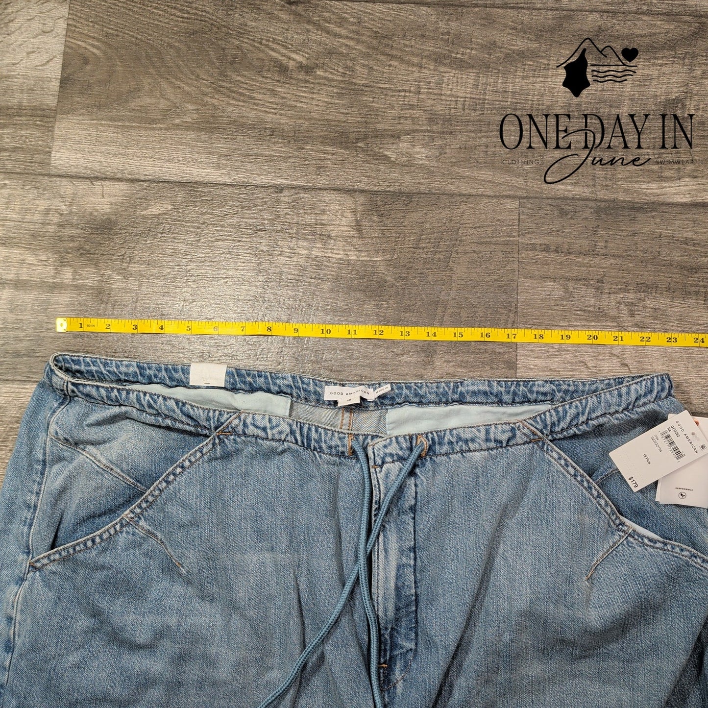 Good American Plus Size Drawstring Jogger Jeans Size 18