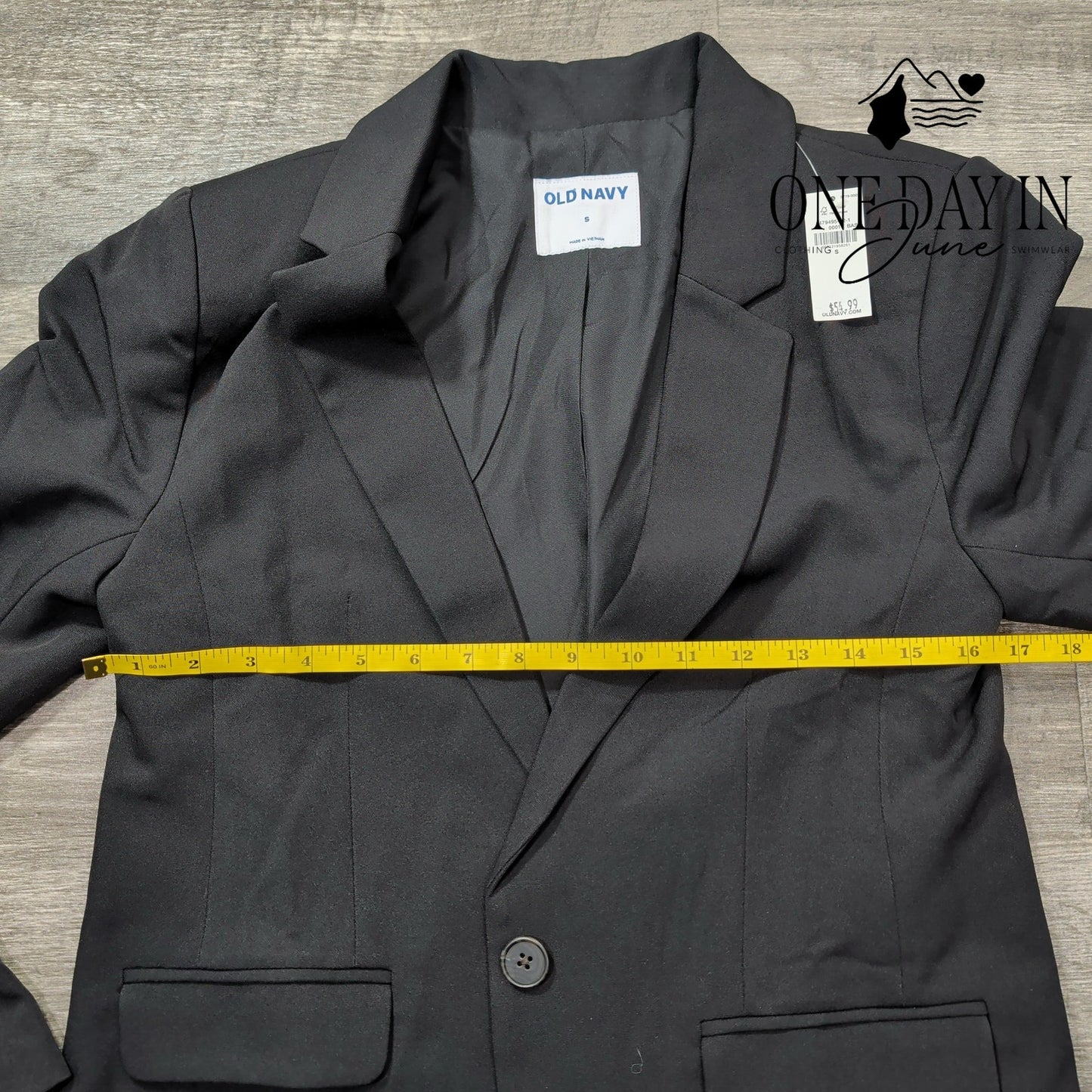 Old Navy Taylor Fitted Suit Blazer Black Jack One Button NWT Size S