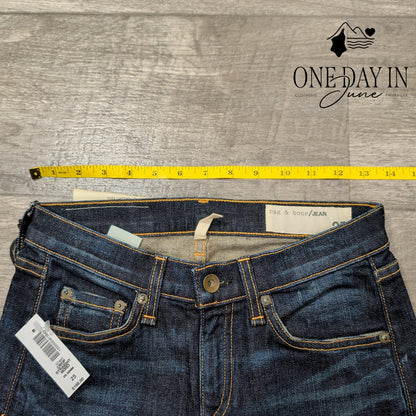 Rag & Bone Crop Straight Leg Jeans Dark Wash Denim NWT $198 Size 0 (25)