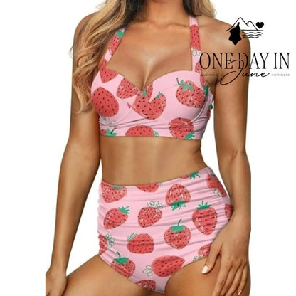 CharmLeaks Halter Molded Cup High Waisted Bikini Size 2XL