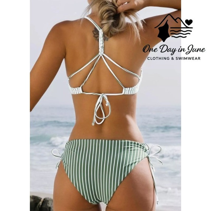 Cupshe Reversible Bottom Braid Back Tie Side Bikini Swimsuit Size S