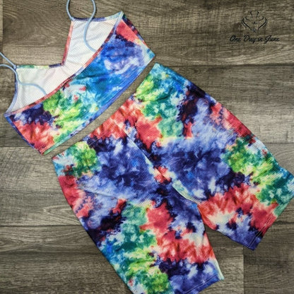 Shein Ribbed Crop Top Shorts Set Size L