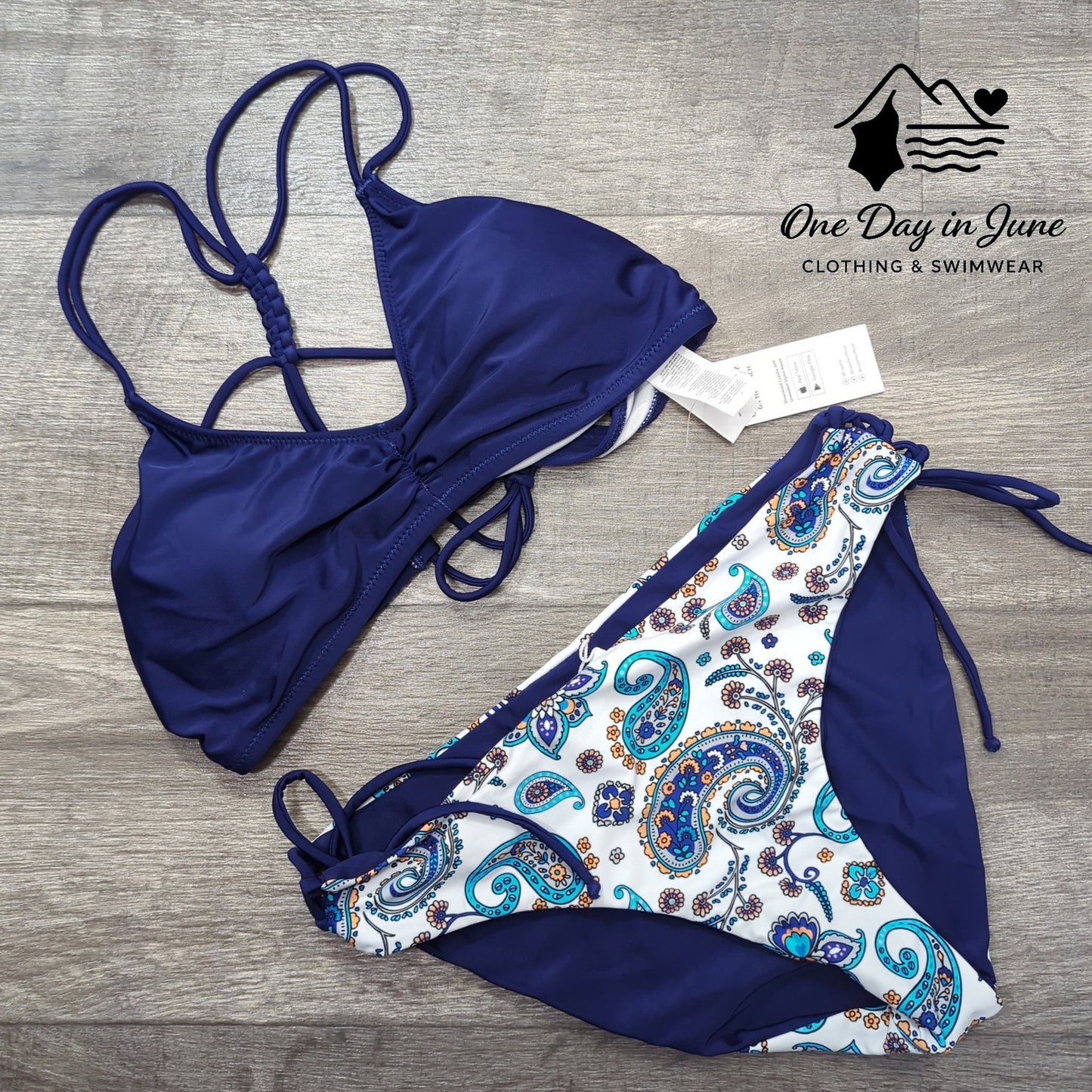 Cupshe Tie Back Tie Side Reversible Bikini Bottom Swimsuit Size L
