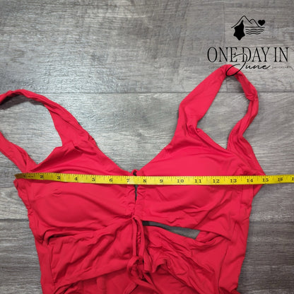 CHYRII Cutout Tie Front Cheeky One Piece Swimsuit Size L