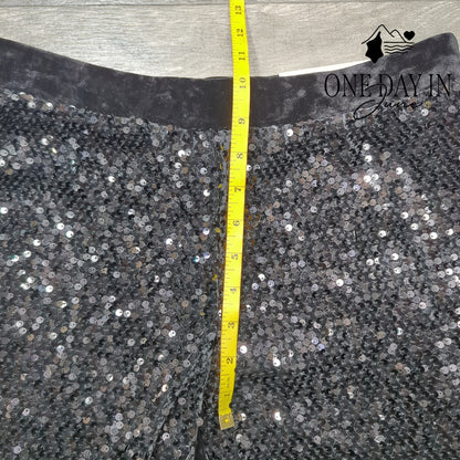 Chico's Sequin Velour Slim Leg Pants Velvet Holiday NWT Size Chico's .5P (6P)