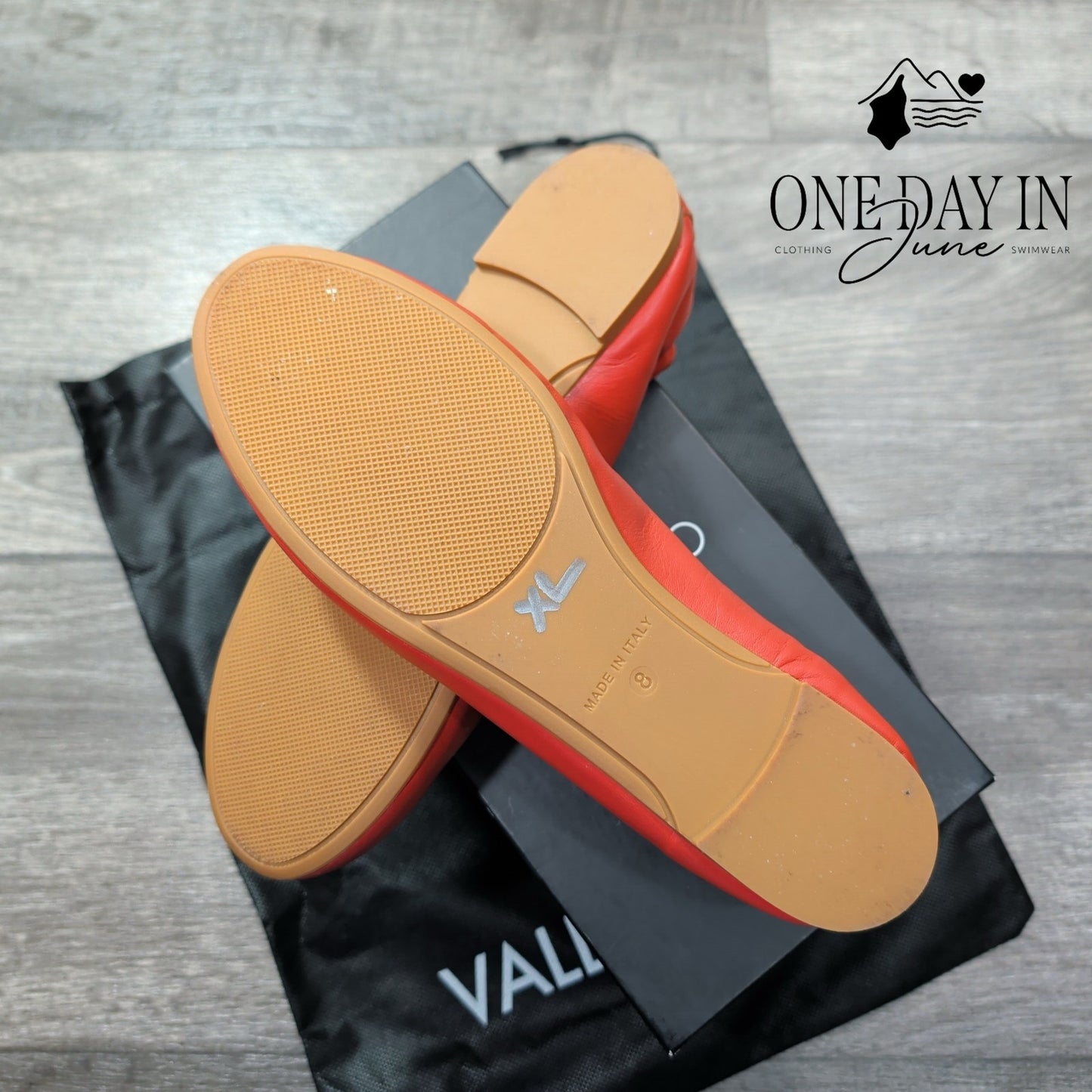 Valentino by Mario Valentino Calliope Leather Flats Coccio Red NIB Size 8