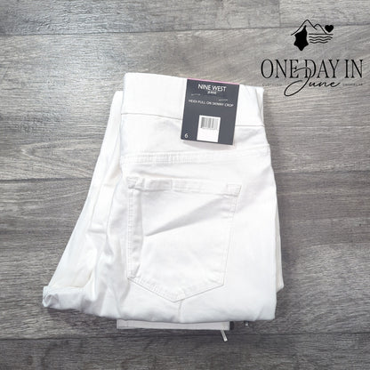 Nine West Heidi Pull On Zipper Hem Skinny Crop Jeans Size 6