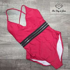 Cillet V Neck Mesh One Piece Swimsuit Size L