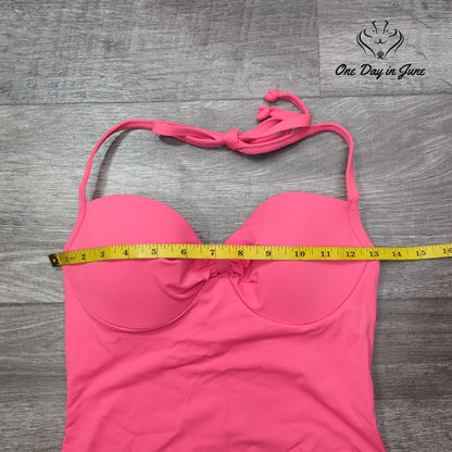 J. Crew D Cup Knot Front Halter One Piece Swimsuit Pink NWT Size 0 (D-Cup)