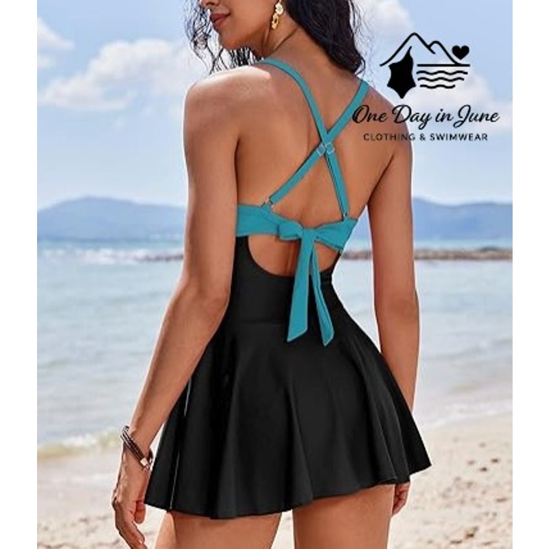 Aimage Cross Front Cut Out Swimdress Swimsuit Size M