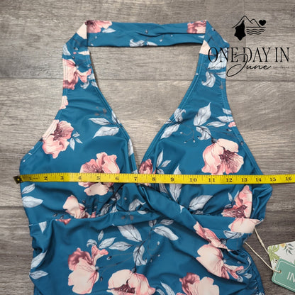 Shekini Twist Front Boyshort Swimdress One Piece Swimsuit Size M