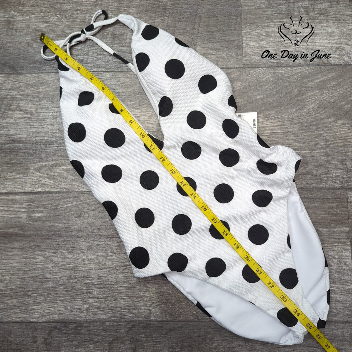 Bar III This And Dot Polka Dot Plunging One Piece Swimsuit NWT Size S