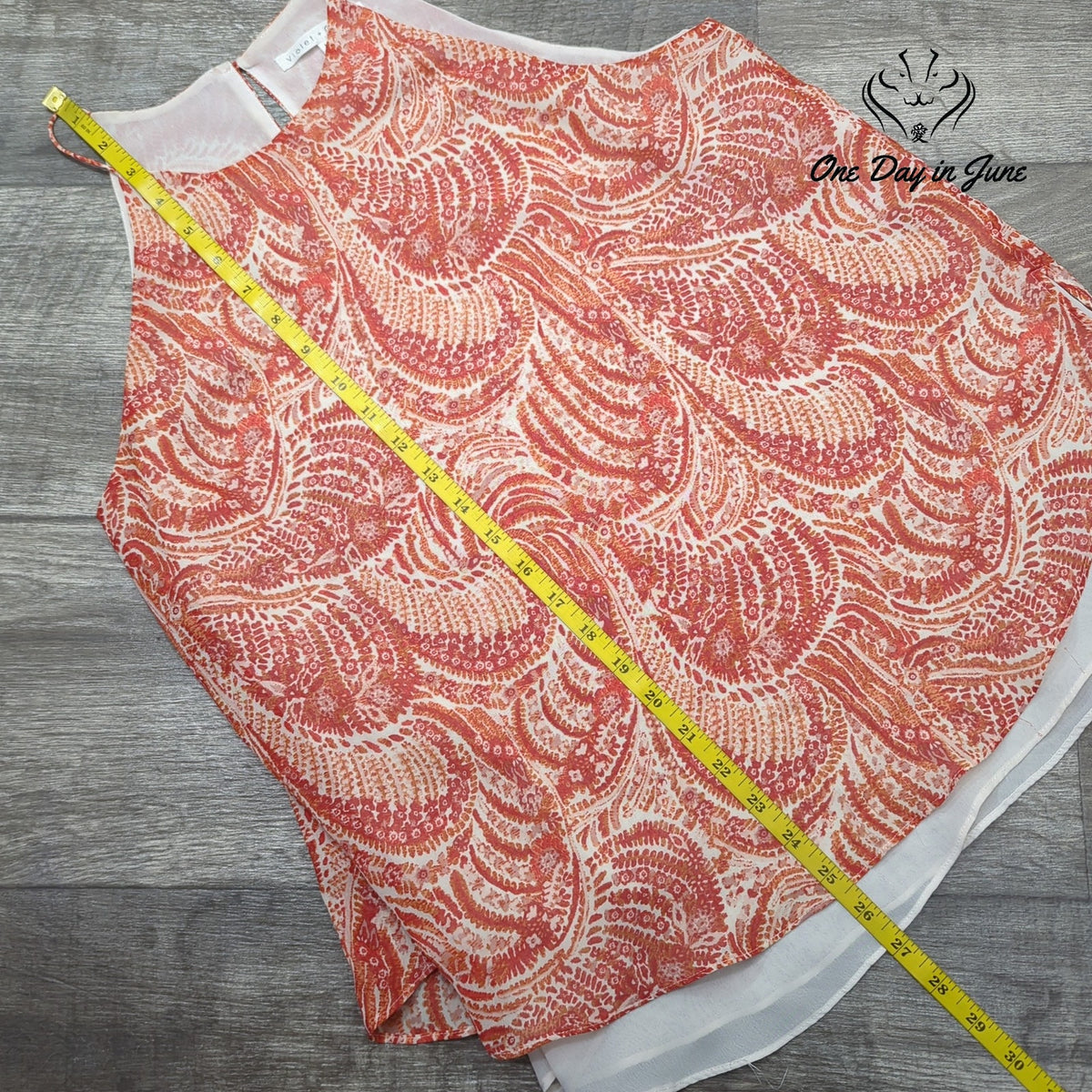 Violet + Claire Sleeveless Layered Top Coral Paisley Print Boho Size M