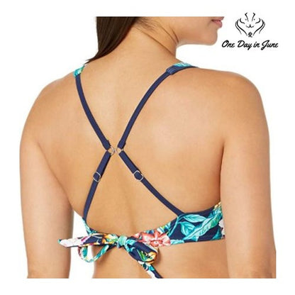 Coastal Blue Wrap Front Cross Back Bikini Top Size 8-10