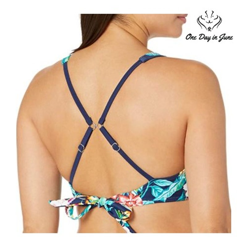 Coastal Blue Wrap Front Cross Back Bikini Top Size 8-10