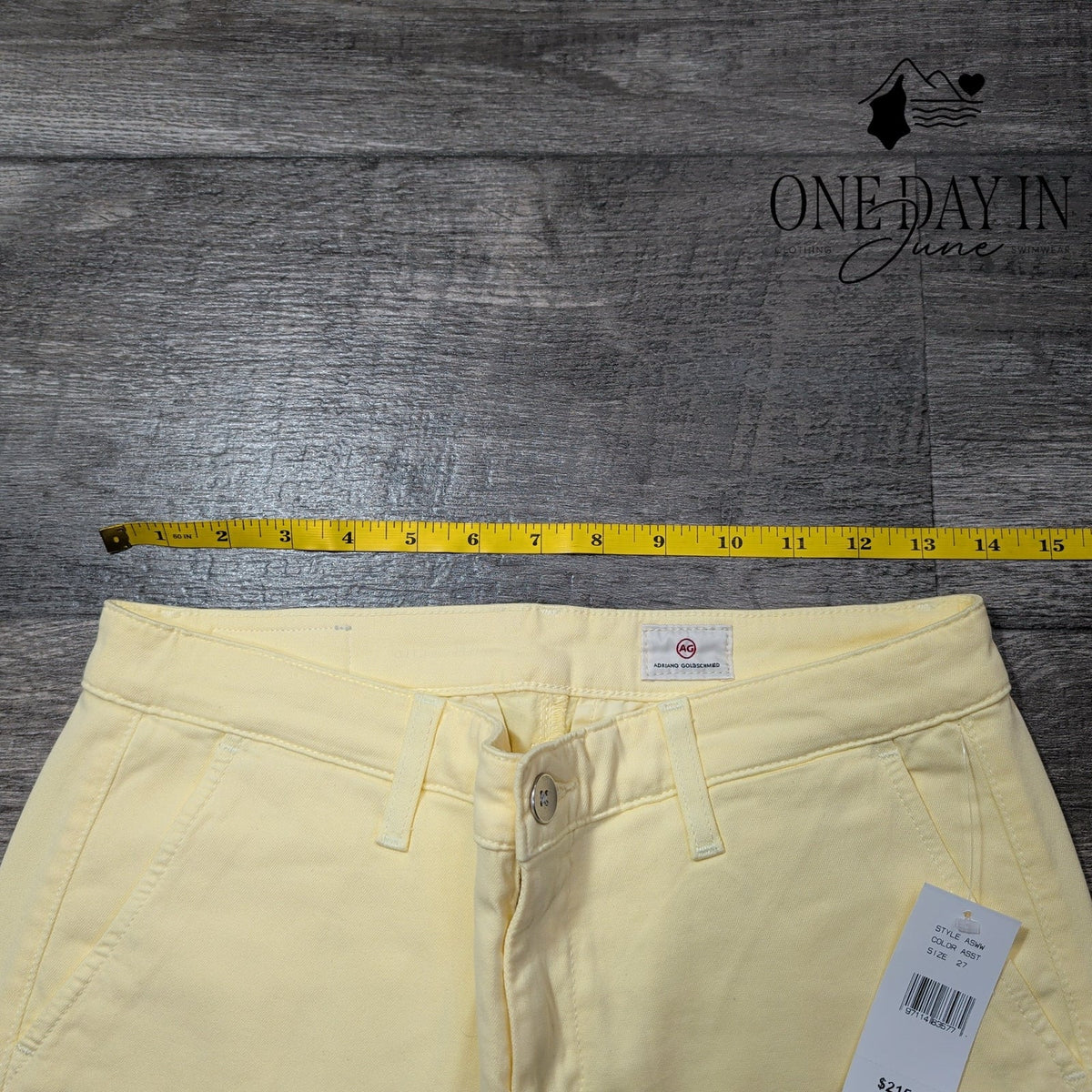 AG Adriano Goldschmied Cropped Straight Leg Jeans Butter Yellow NWT Size 4 (27)