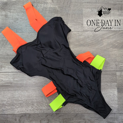 Aleumdr Wide Strap Cut Out Cheeky One Piece Size M