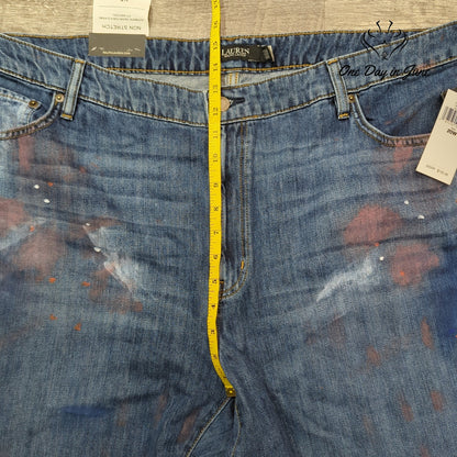Ralph Lauren High Rise Relaxed Crop Jeans Atlas Wash Paint NWT $195 Size 20W