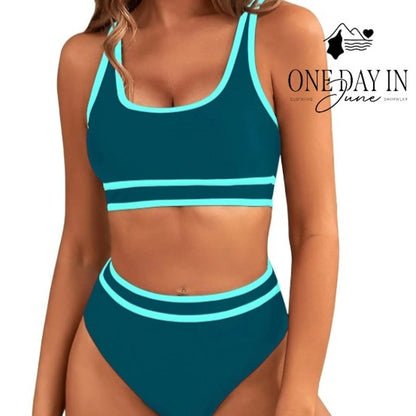 Blooming Jelly High Waist Crop Bikini Swimsuit Size XL