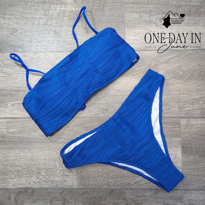 Zaful Textured Bandeau Bikini Swimsuit Size M