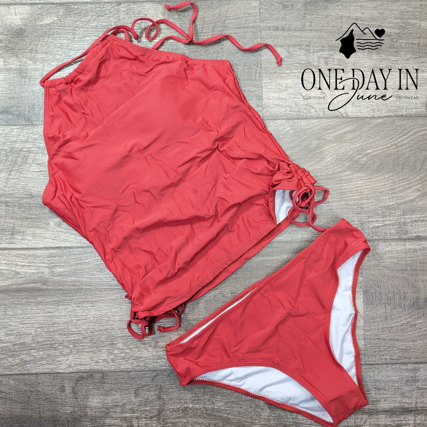 Beachsissi High Neck Drawstring Bikini Swimsuit Size M