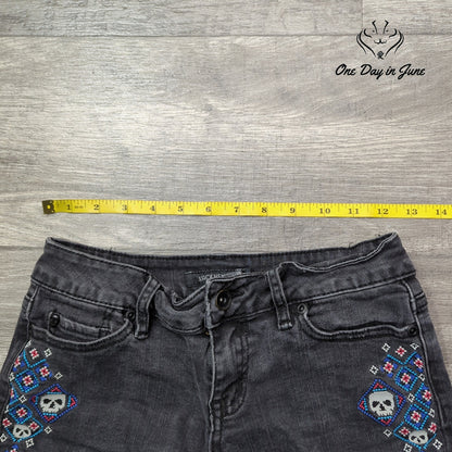 Black Heart Juniors Embroidered Low Rise Shorts Size 1