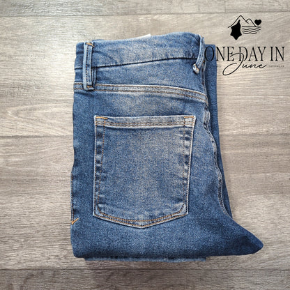Good American Good Legs Straight Distressed Jeans NWT $155 Indigo128 Size 4