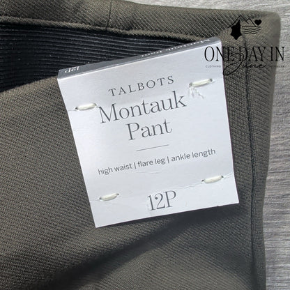 Talbots Petite Montauk High Rise Flare Ankle Pants Olive NWT Size 12P
