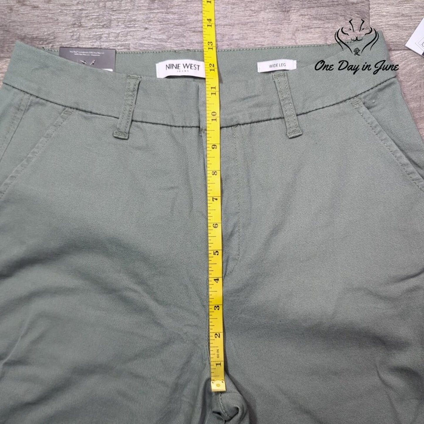 Nine West Chino Wide Leg Crop Pants Agave Green High Rise NWT Size 6