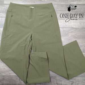 Orvis Wonder Ripstop Wide Leg Crop Pants Tarragon Green NWT Size 4