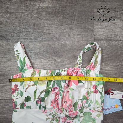 Divinita Sole Ruched Square Tankini Top Size S