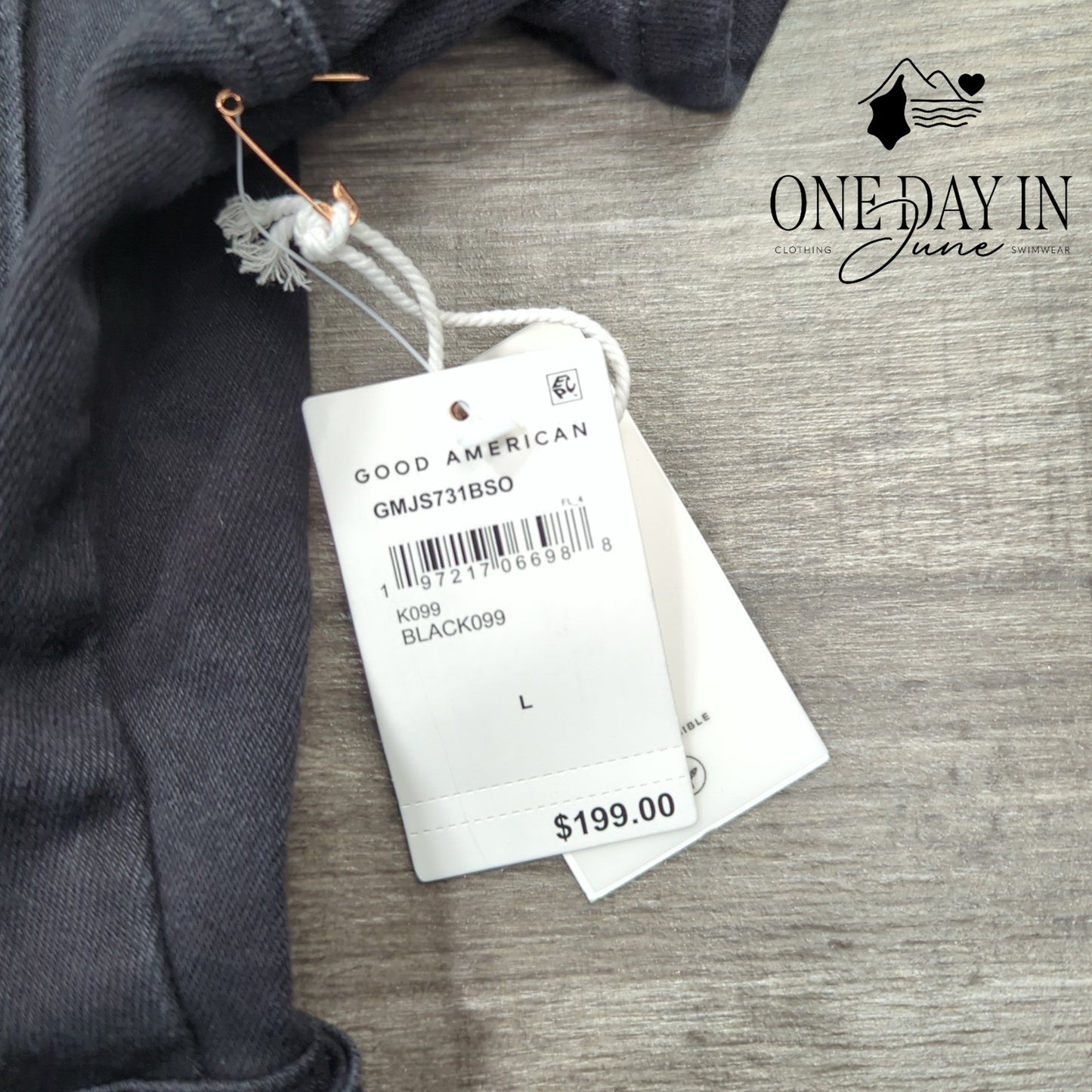 Good American Zip Front Denim Jumpsuit Size L