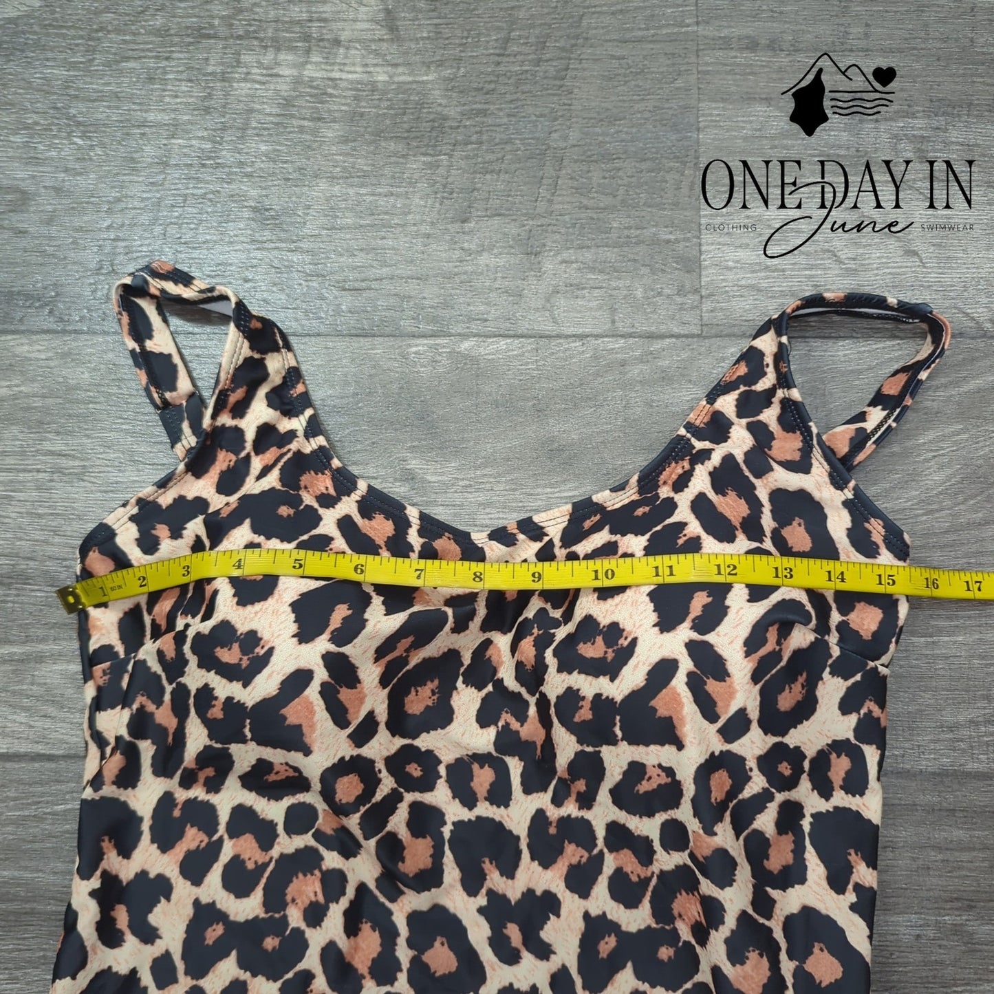 Eomenie Leopard Print Swimdress One Piece Swimsuit Size XL