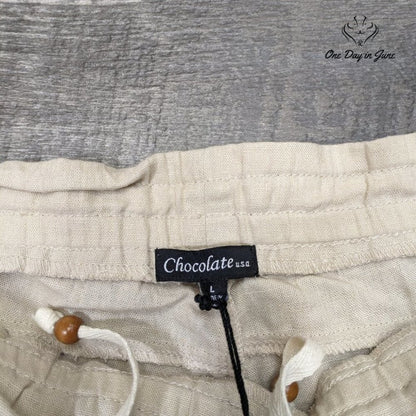 Chocolate Casual Linen Cropped Pants Size L