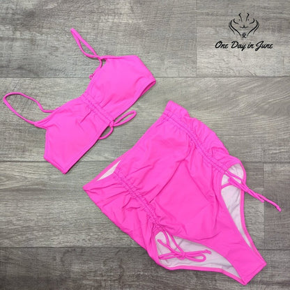 Meyeeka High Waist Ruched Bikini Swimsuit Size S